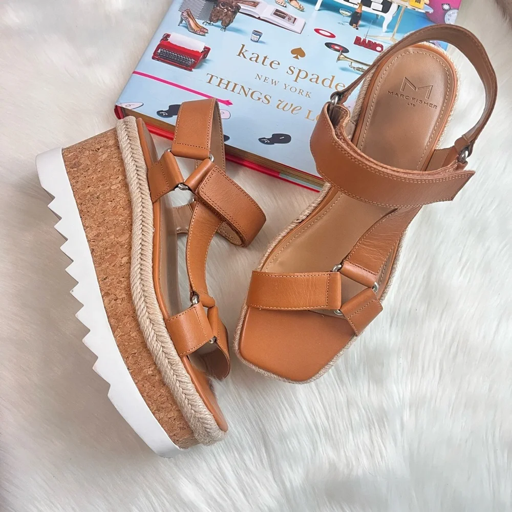 Marc Fisher Women's Tan Platform Sandals Size 7 1/2